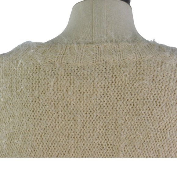 Dex Women sz S Fuzzy Hairy Shirt Chunky Light Brown Multicolor Neckline - Picture 6 of 10